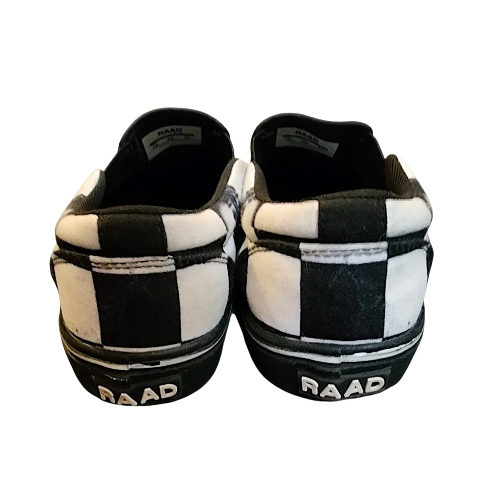 EUC Raad Shop Unisex Black and White Checkered Slip-On Shoes Women's 9 Men's 7